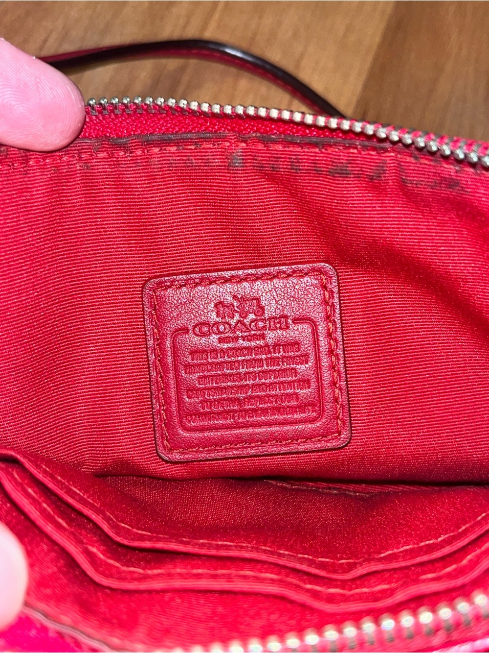 Coach Canvas Wristlet with Red Trim and Strap - Picture 7 of 7